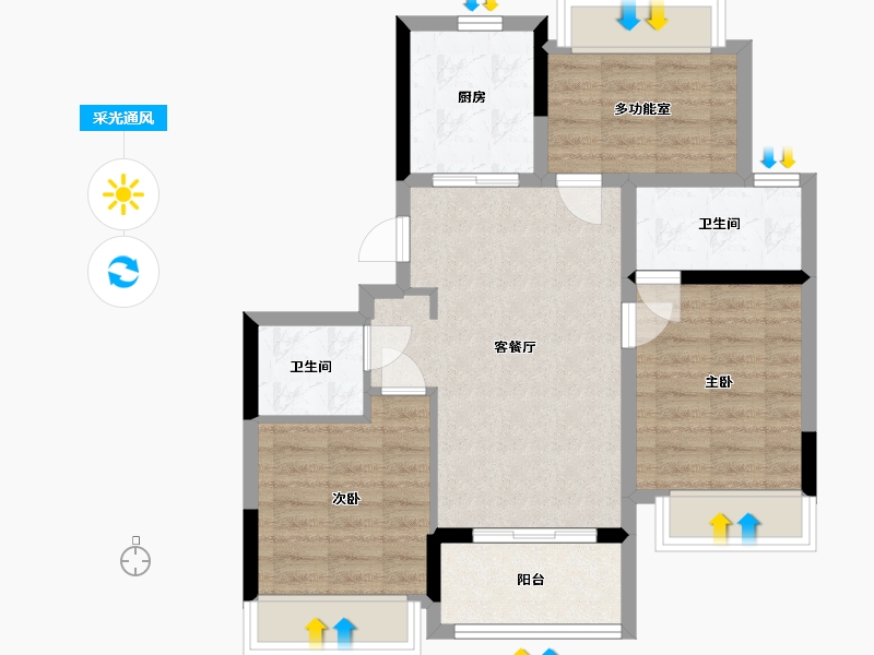 上海-上海市-融创未来金融城-74.58-户型库-采光通风