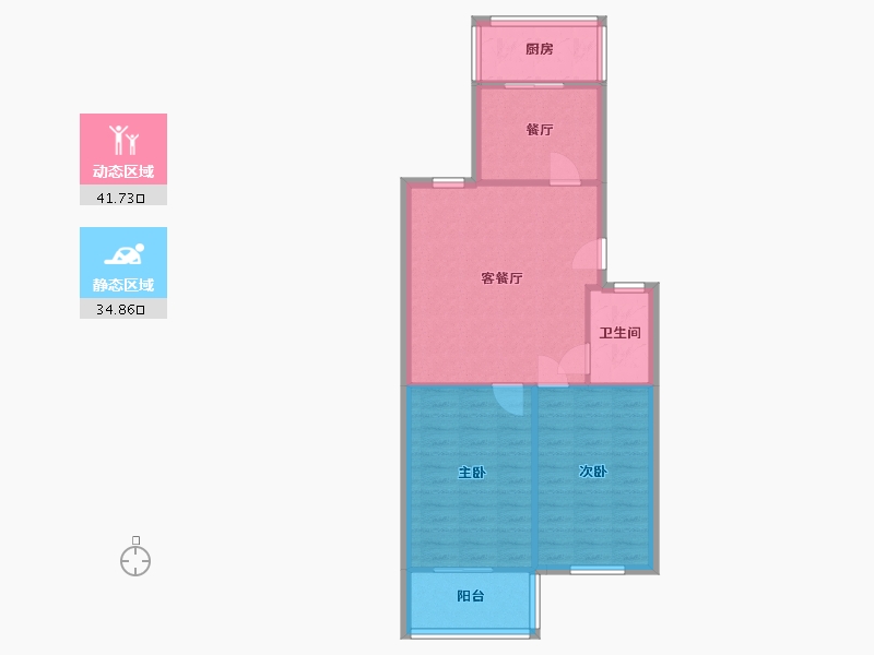 陕西省-西安市-热力小区-64.60-户型库-动静分区