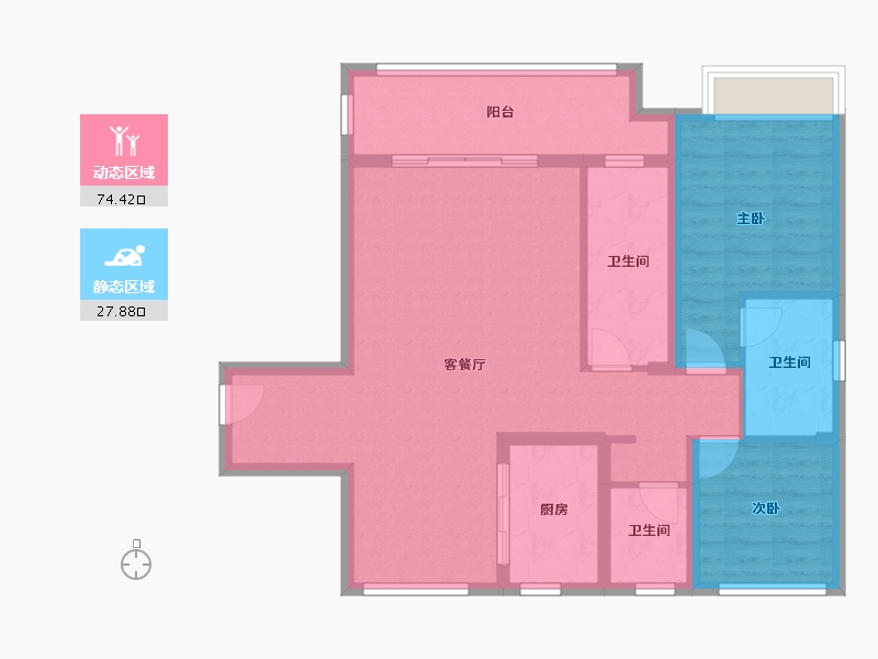 浙江省-宁波市-宝龙雅戈尔江汇城-91.20-户型库-动静分区