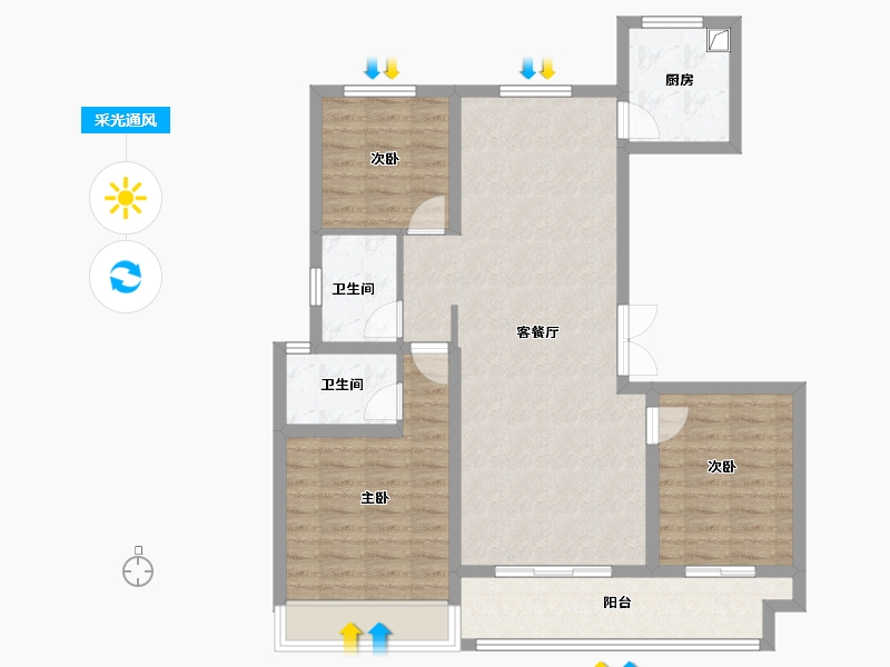 河南省-安阳市-新城国际-110.40-户型库-采光通风