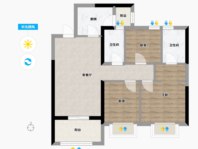 广东省-深圳市-万科大都会-71.00-户型库-采光通风