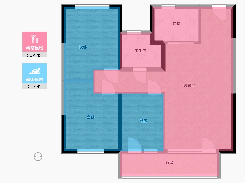 新疆维吾尔自治区-石河子市-新都市二期-84.00-户型库-动静分区