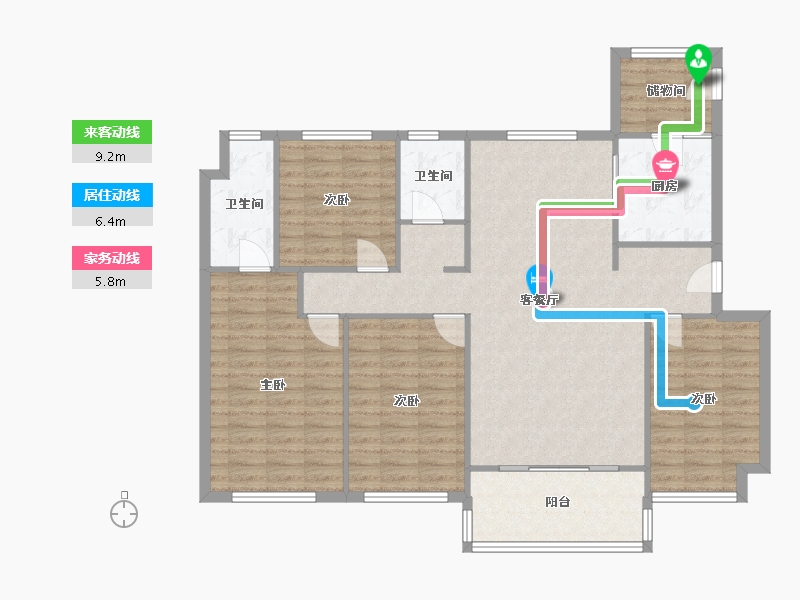 河南省-郑州市-碧桂园芷兰湾-118.00-户型库-动静线