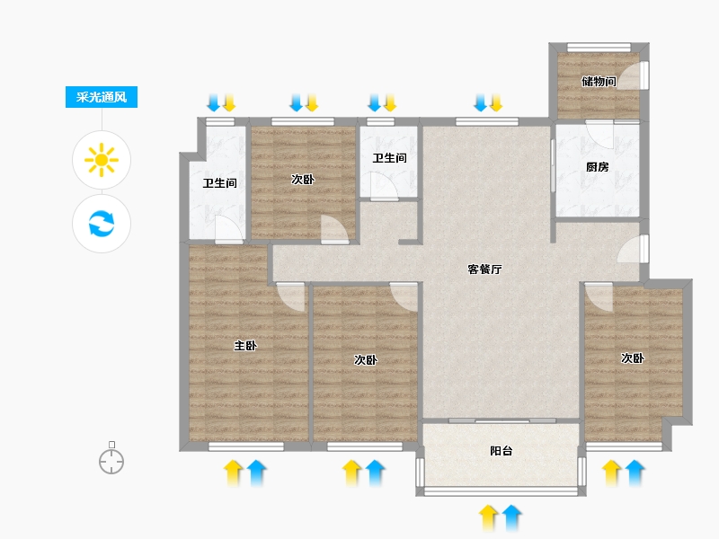 河南省-郑州市-碧桂园芷兰湾-118.00-户型库-采光通风