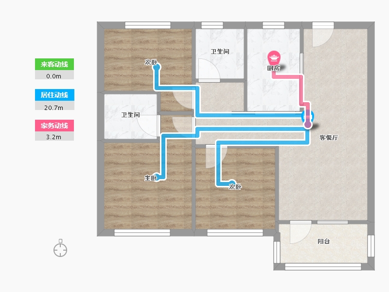 山东省-青岛市-万科新都会-79.60-户型库-动静线