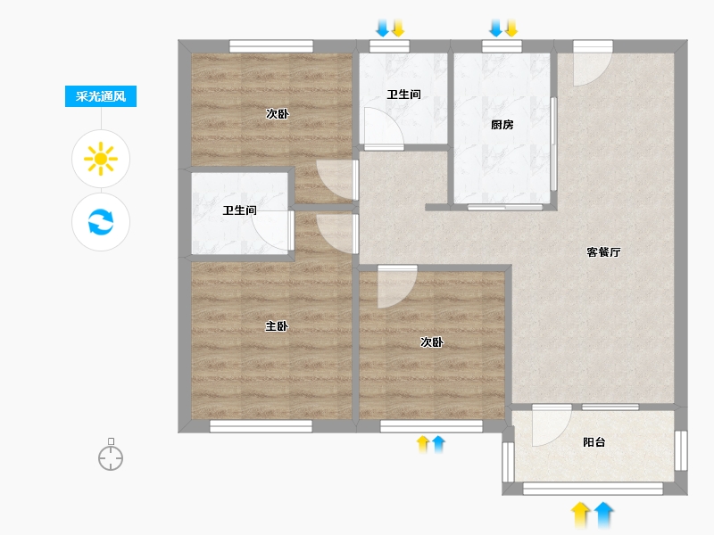 山东省-青岛市-万科新都会-79.60-户型库-采光通风