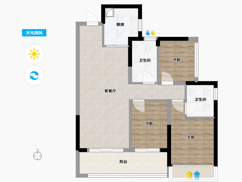 广东省-深圳市-一湾臻邸-78.40-户型库-采光通风