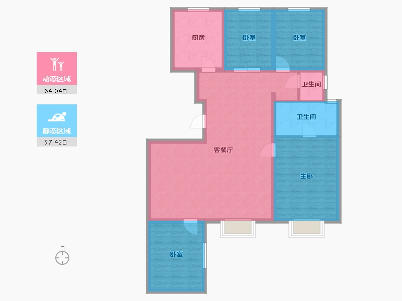 北京-北京市-万科云庐-132.00-户型库-动静分区