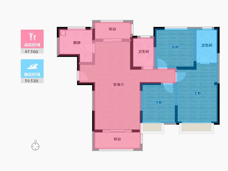 河南省-郑州市-橄榄城-104.69-户型库-动静分区