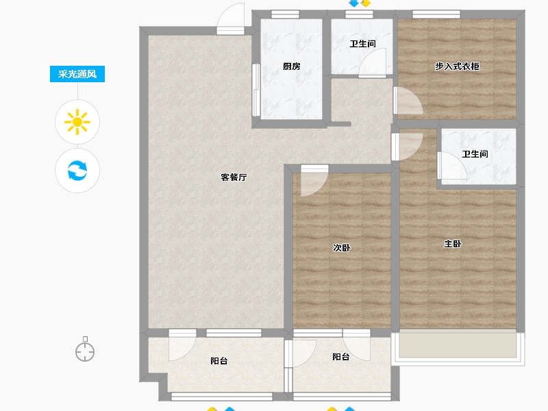 山东省-济宁市-龙城公馆-101.60-户型库-采光通风