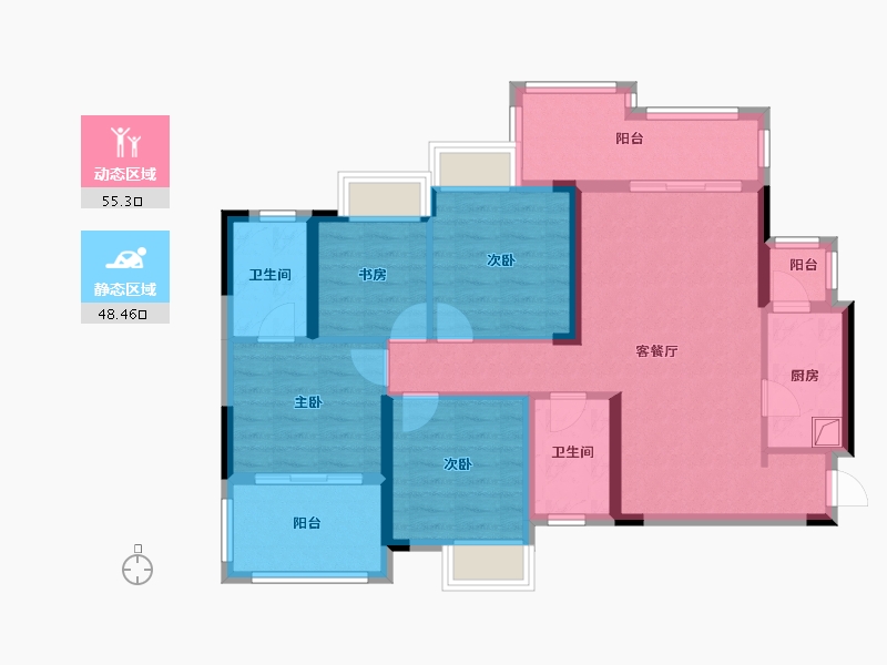 四川省-南充市-蓝光雍锦半岛-118.00-户型库-动静分区