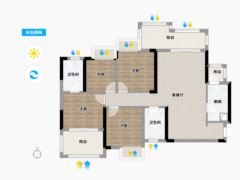 四川省-南充市-蓝光雍锦半岛-118.00-户型库-采光通风