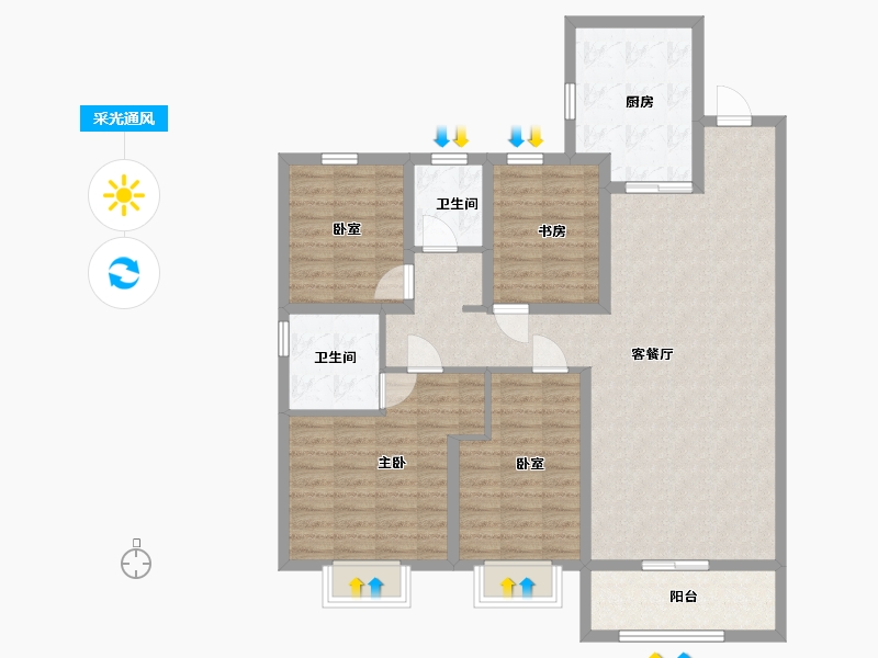 河北省-邯郸市-盛世天城-三期-110.40-户型库-采光通风