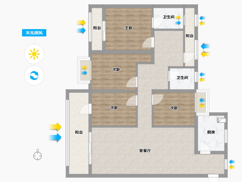 福建省-泉州市-中南玺樾-132.00-户型库-采光通风