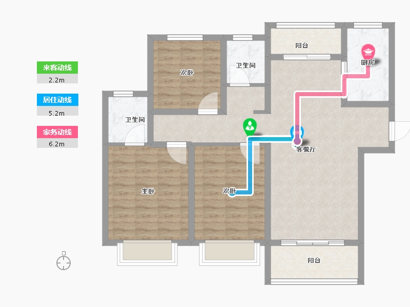 陕西省-西安市-鱼化雅苑-94.30-户型库-动静线