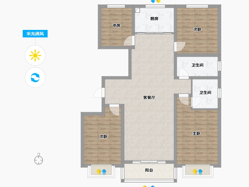 山西省-运城市-恒泰嘉苑-124.00-户型库-采光通风