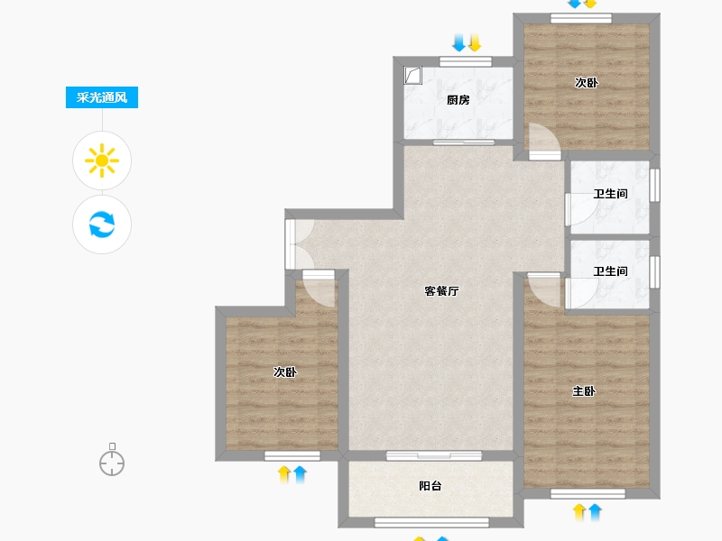 山西省-大同市-盛世锦城-100.96-户型库-采光通风