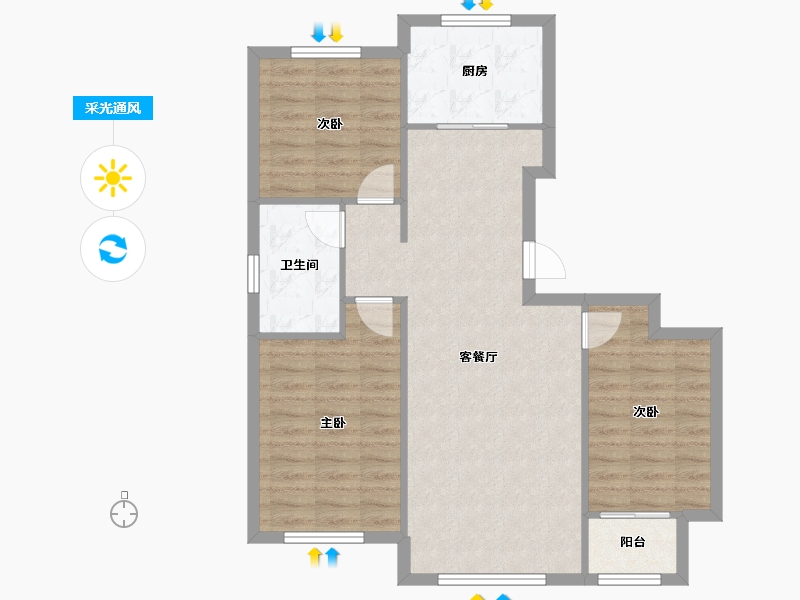 宁夏回族自治区-银川市-宁夏中房东方赋-90.10-户型库-采光通风