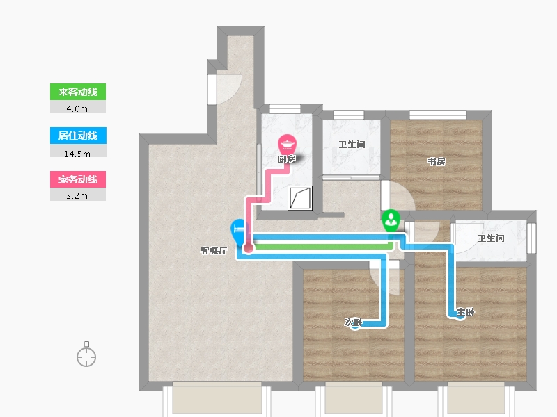 新疆维吾尔自治区-乌鲁木齐市-慧谷雅居-75.00-户型库-动静线