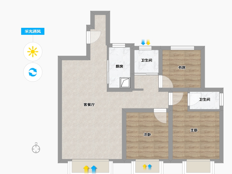 新疆维吾尔自治区-乌鲁木齐市-慧谷雅居-75.00-户型库-采光通风