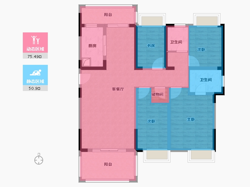 湖北省-鄂州市-邓平社区-112.00-户型库-动静分区