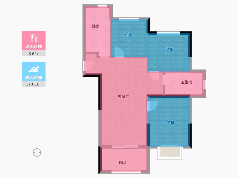 安徽省-宿州市-宿州院子小区南区-66.49-户型库-动静分区