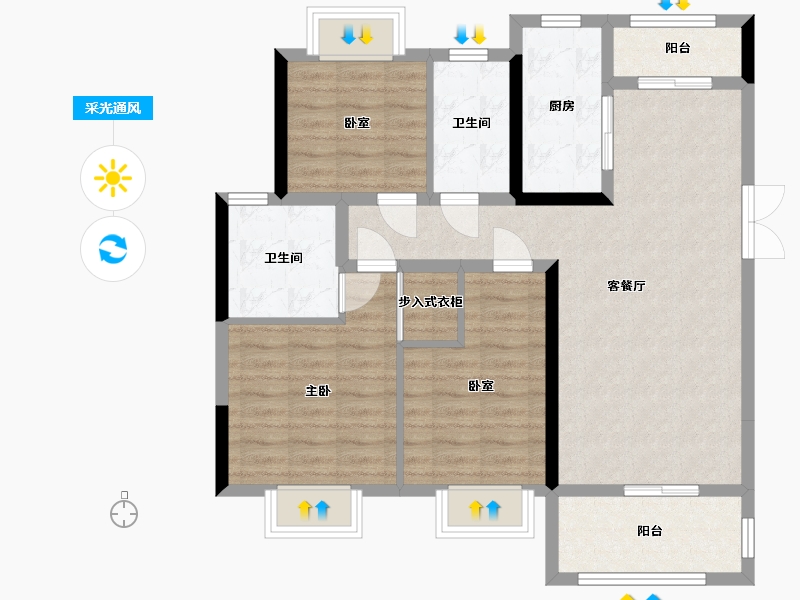 安徽省-安庆市-绿地迎江世纪城-4期-94.30-户型库-采光通风