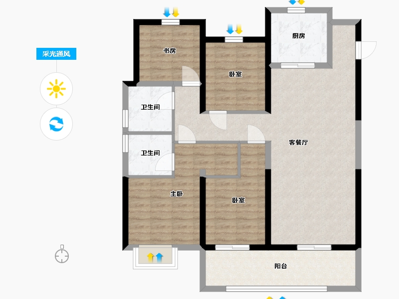 河南省-郑州市-融创城-106.95-户型库-采光通风