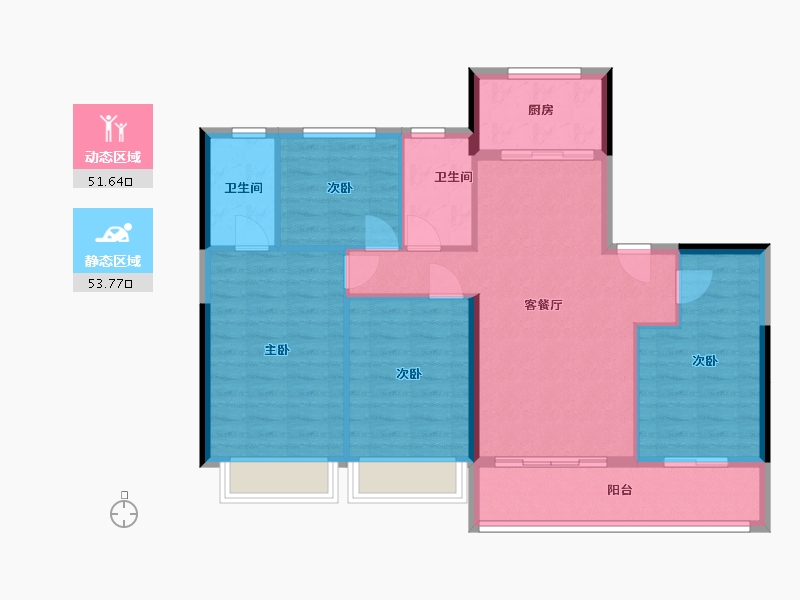 浙江省-嘉兴市-绿地香港云缦世家-138.00-户型库-动静分区