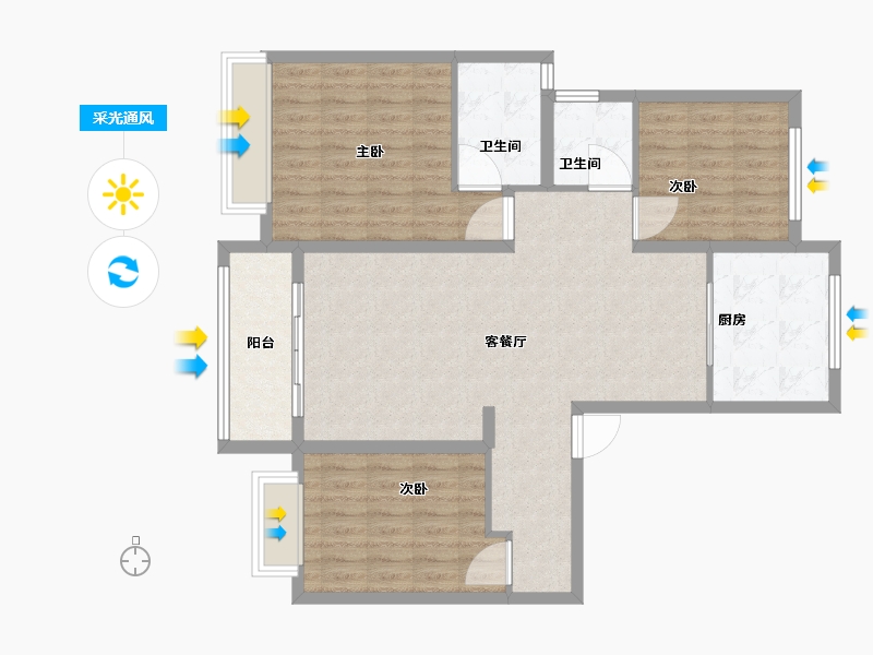 陕西省-榆林市-高新融府-100.00-户型库-采光通风