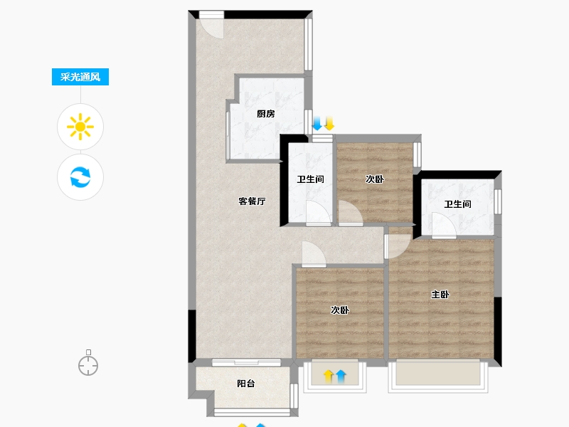 广东省-广州市-城投珠江天河壹品-81.00-户型库-采光通风