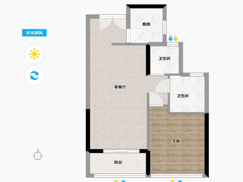 浙江省-台州市-望湖印象-64.30-户型库-采光通风