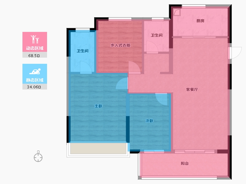 江苏省-徐州市-华美悦澜湾-92.80-户型库-动静分区