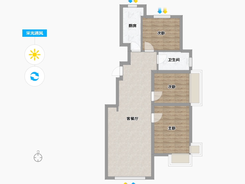 北京-北京市-泰禾一号公馆-73.28-户型库-采光通风