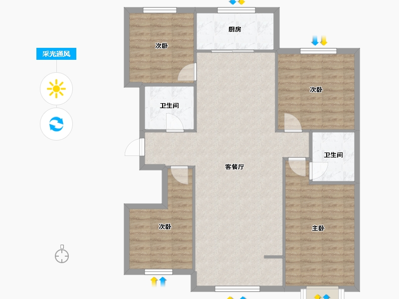 宁夏回族自治区-银川市-玺云台-北区-108.00-户型库-采光通风