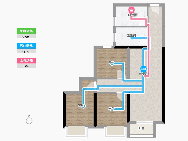 河南省-郑州市-鑫苑国际新城9号院-72.96-户型库-动静线