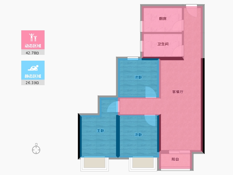 河南省-郑州市-鑫苑国际新城9号院-72.96-户型库-动静分区