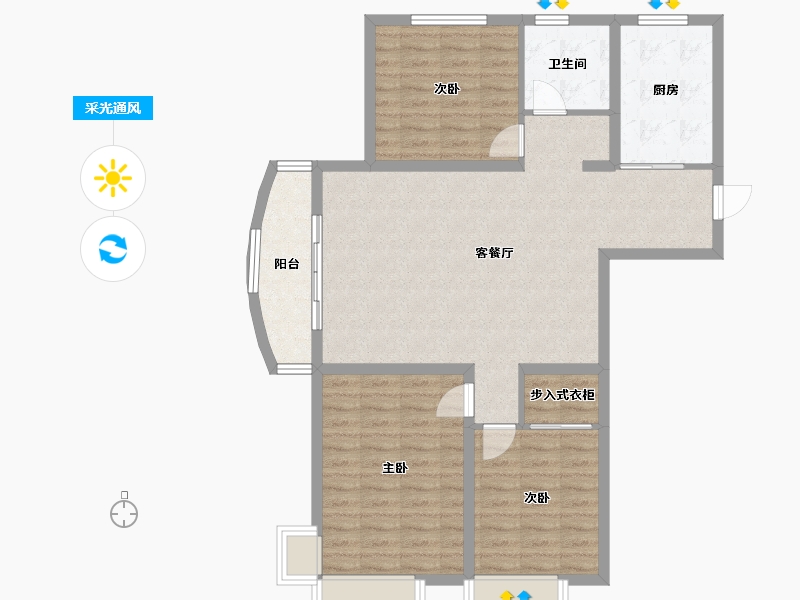 山东省-潍坊市-诚通香榭里-98.70-户型库-采光通风