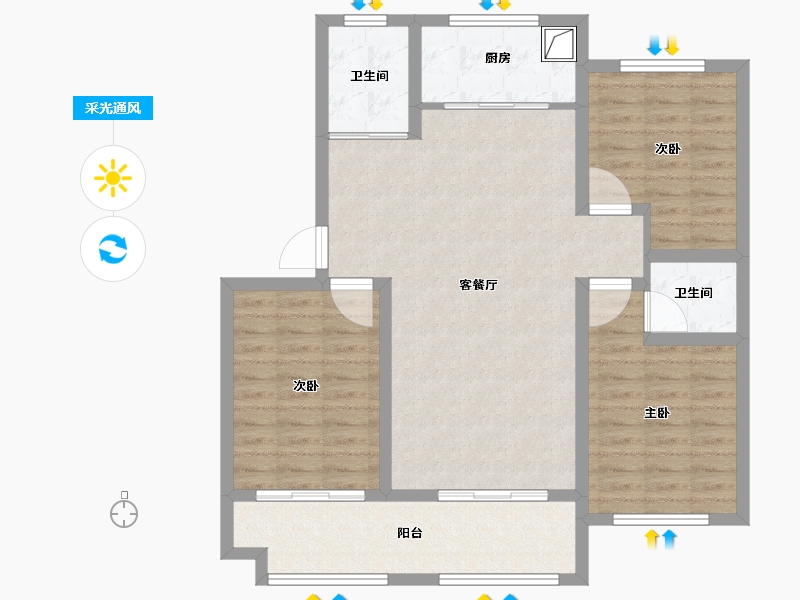 山东省-泰安市-富沃德阳光城-96.00-户型库-采光通风