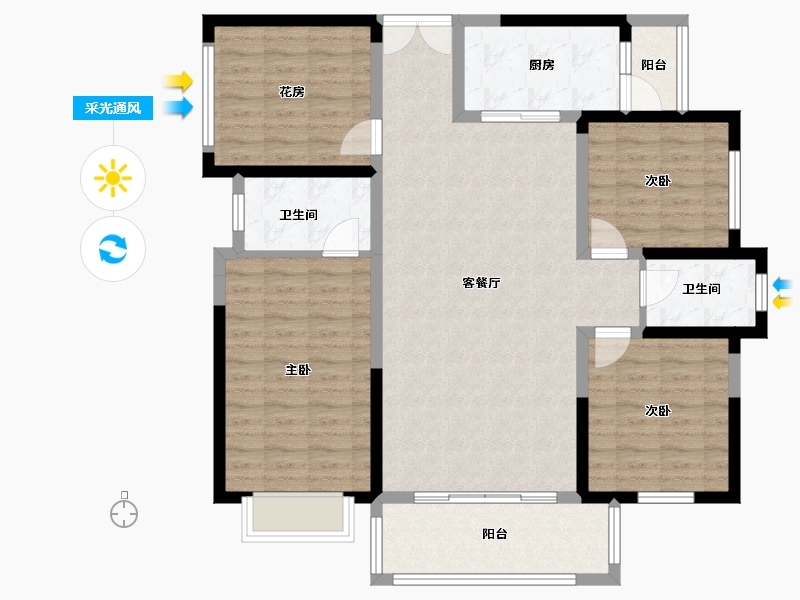 湖南省-长沙市-翡翠世家-113.48-户型库-采光通风