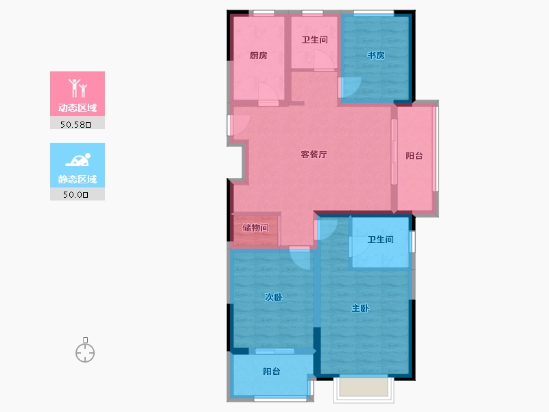 江苏省-常州市-锦绣天地-91.80-户型库-动静分区