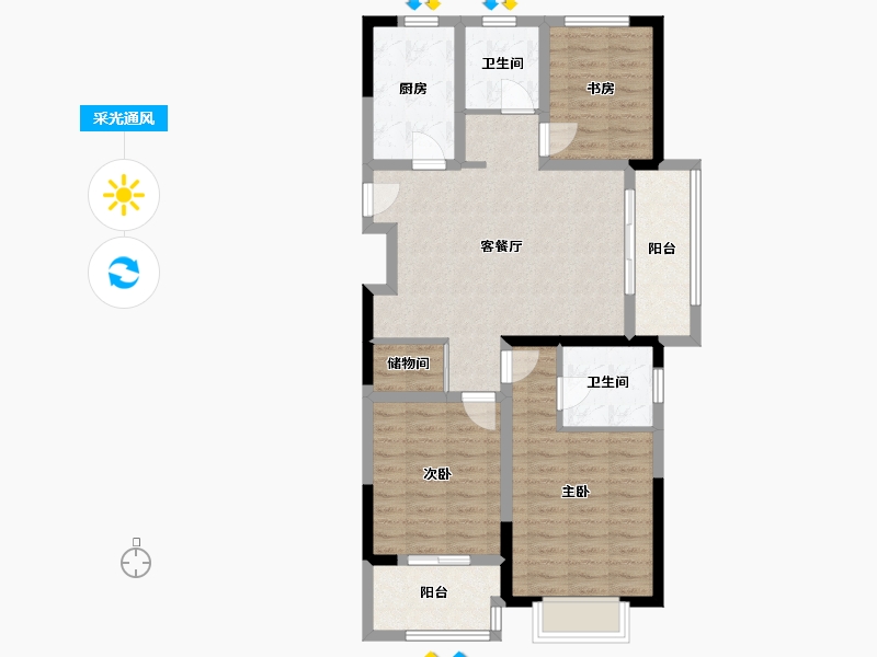 江苏省-常州市-锦绣天地-91.80-户型库-采光通风