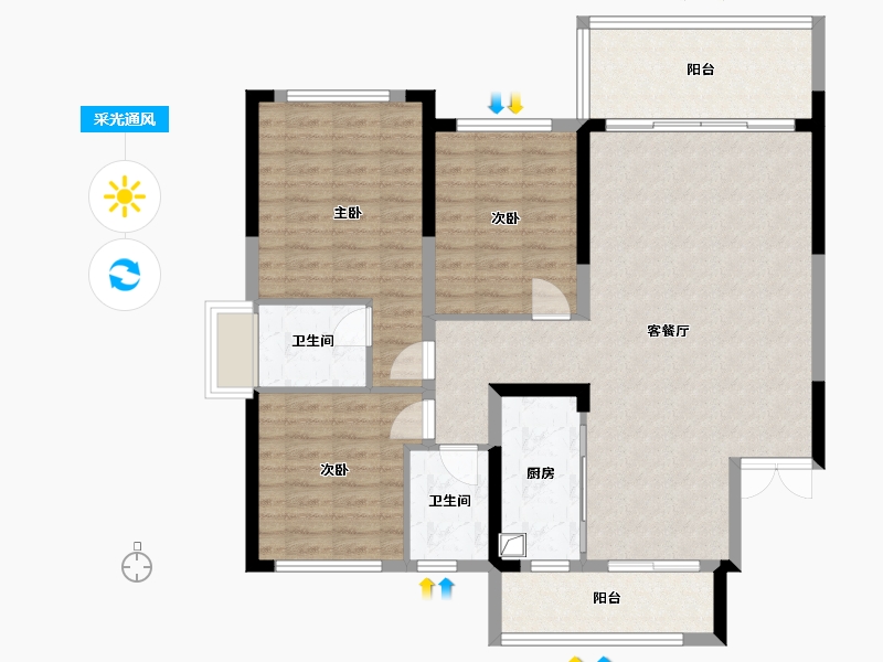 广东省-韶关市-中央公园澜园-104.00-户型库-采光通风