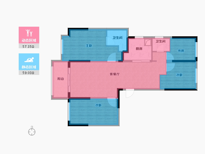 河南省-郑州市-鑫苑城三号院-104.00-户型库-动静分区