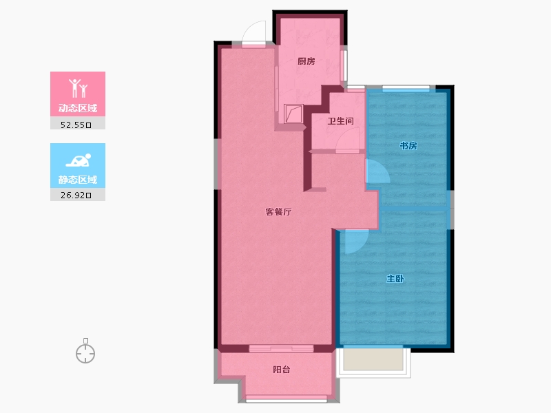 湖北省-武汉市-武汉城建汉樾台-69.87-户型库-动静分区