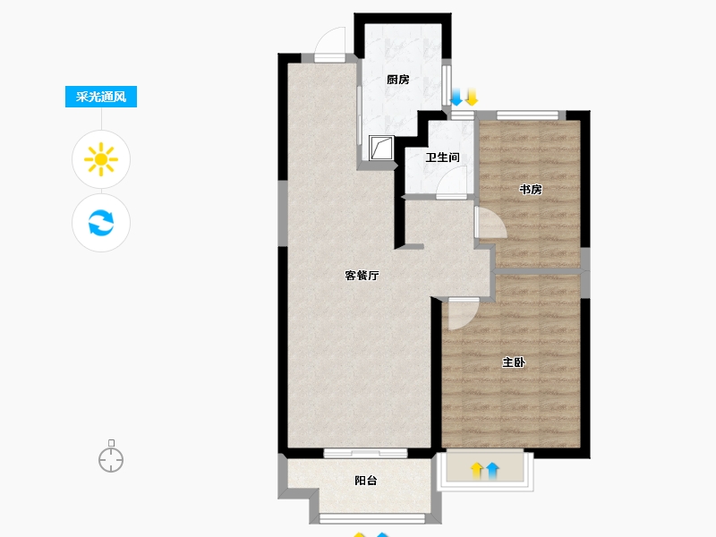 湖北省-武汉市-武汉城建汉樾台-69.87-户型库-采光通风