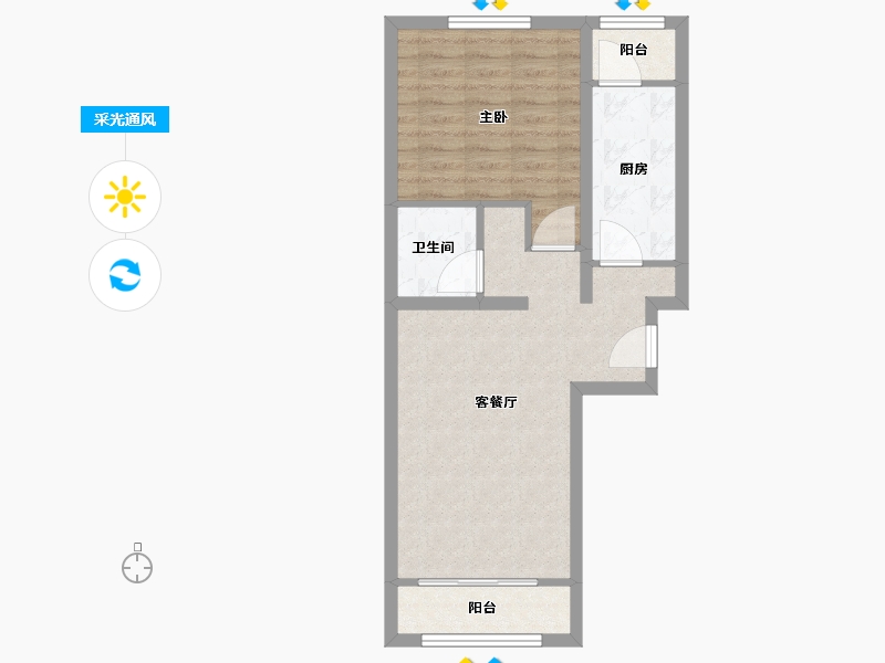 北京-北京市-麓景嘉园南里-56.68-户型库-采光通风