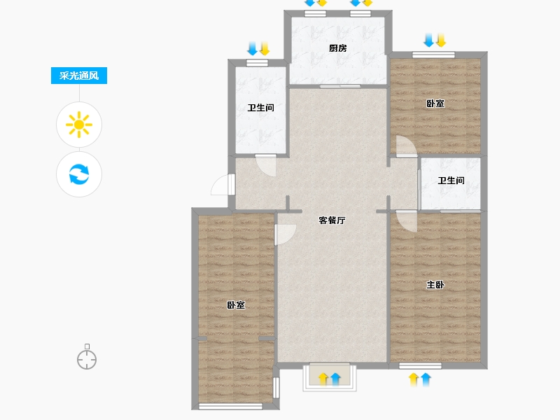 河北省-唐山市-智源里畅春园-114.50-户型库-采光通风