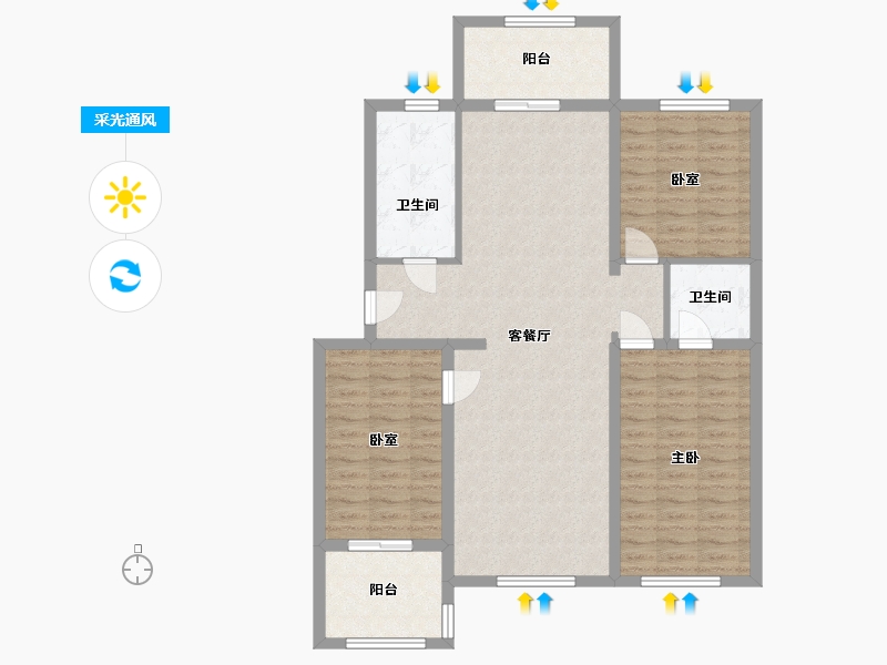 河北省-唐山市-智源里畅春园-107.92-户型库-采光通风