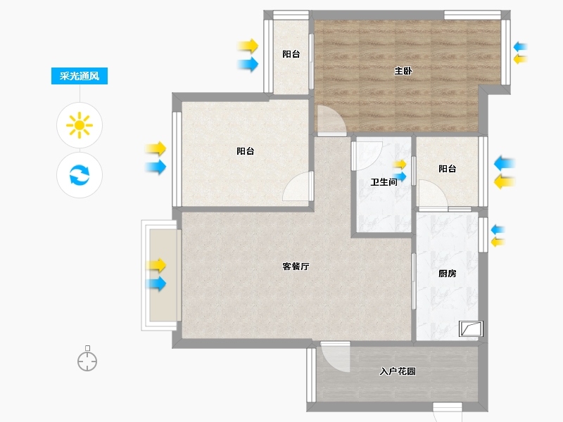 广东省-惠州市-海悦湾一期-61.38-户型库-采光通风